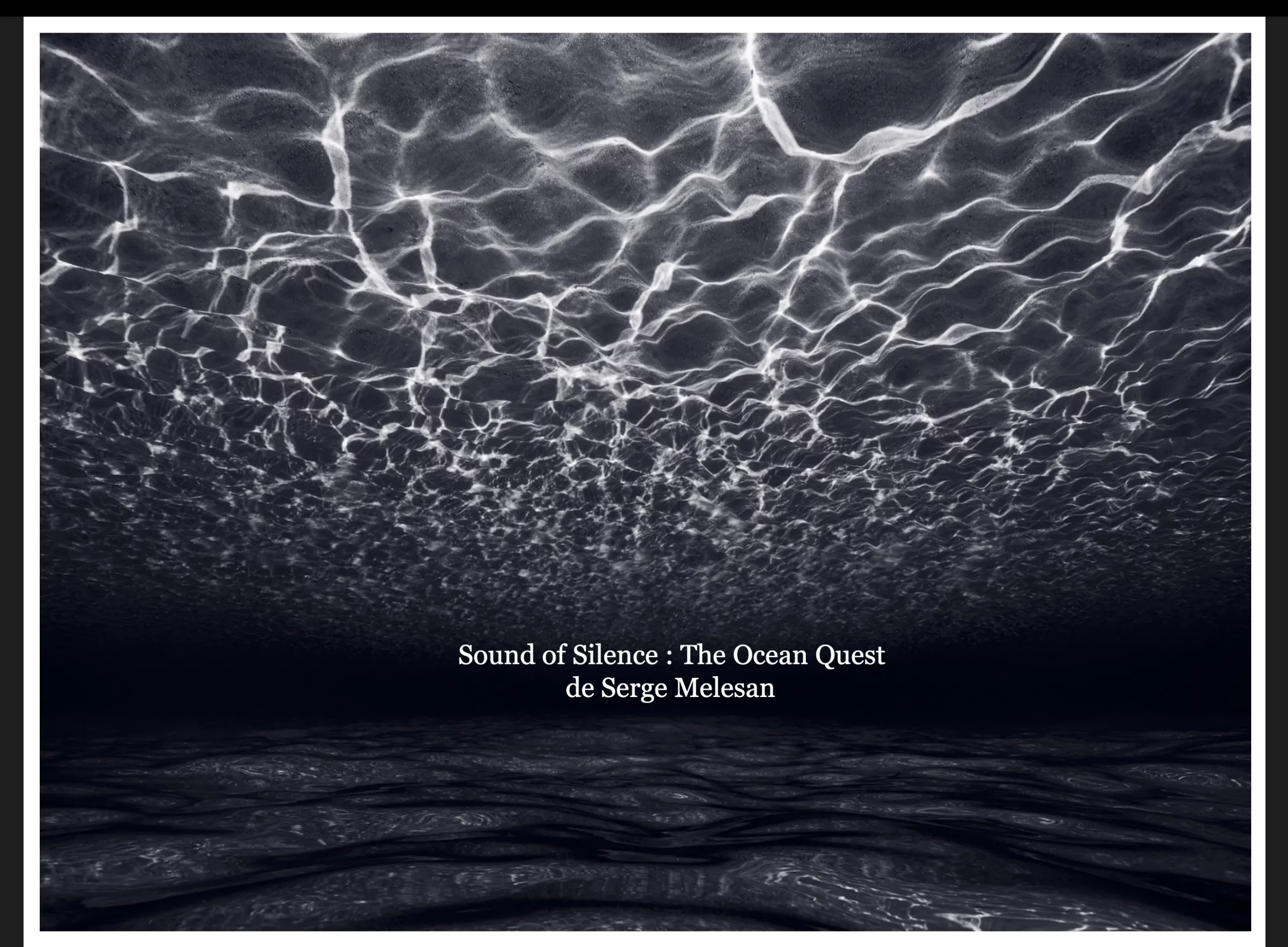 Sound of Silence — The Ocean Quest, livre photographique de Serge Melesan